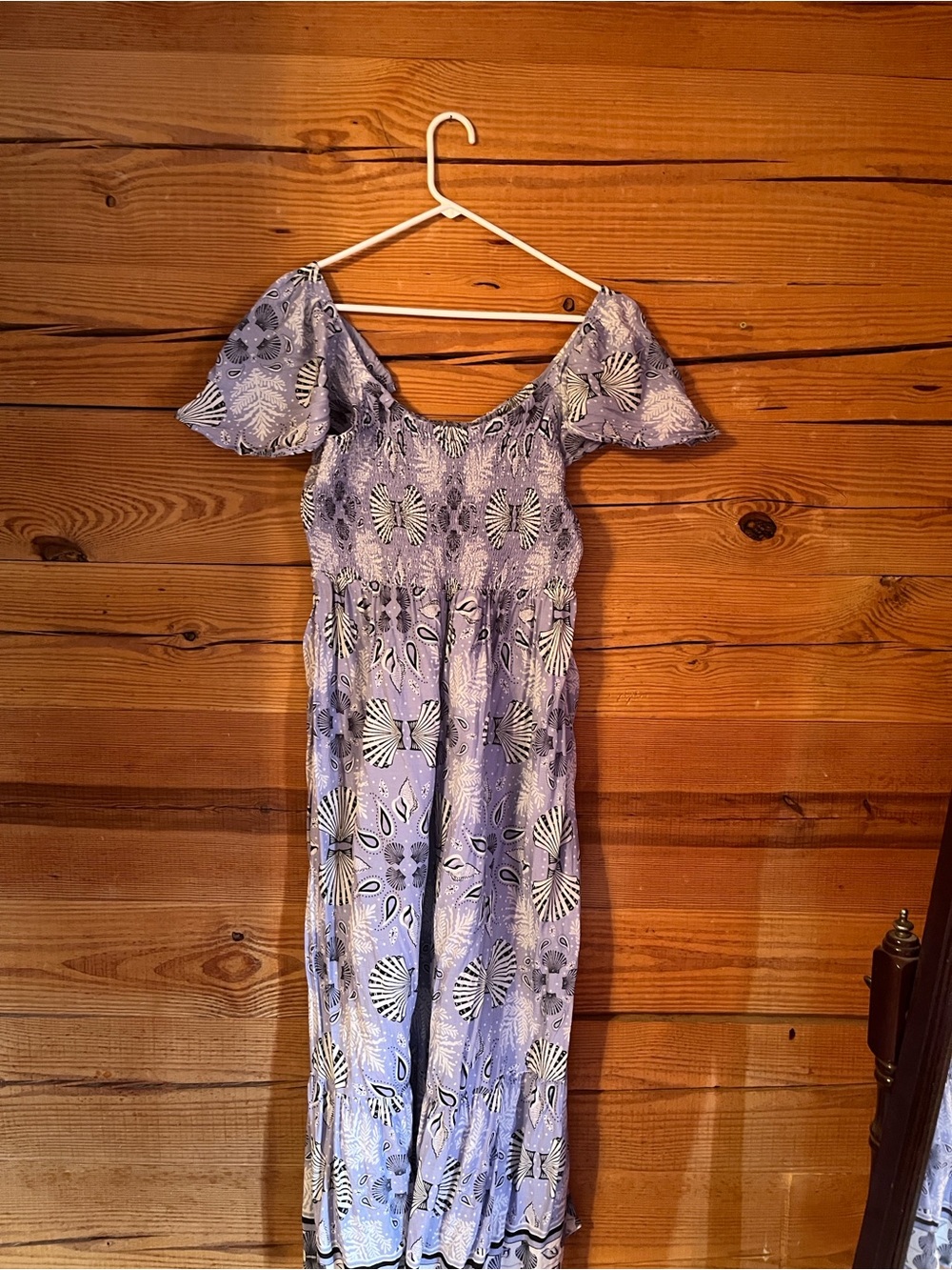Vineyard Vines Blue Off-Shoulder Midi Dress with Floral Print